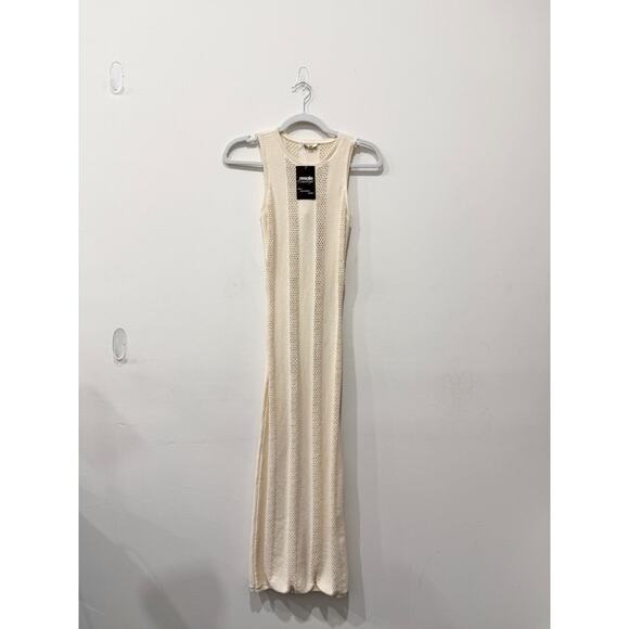 Fleur Du Mal Sleeveless Crochet Knit Bodycon Maxi Dress Cream Women's Size XS - Picture 1 of 4